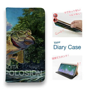 スマホケース 手帳型 ベルトなし iPhone17 Pro Max iPhone Air iPhone16e Pro Max 16 Plus 15 Pro Max 14 Plus Xperia 10 VII Galaxy AQUOS Pixel10 Pro XL 釣り 魚 ルアー 八百板浩司 WATER EXPLOSION
