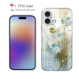 ソフトケース iPhone16 Pro Max 16 Plus クリアケース iPhone15 Pro Max iPhone14 Plus iPhone13 mini Xperia 10 VI Galaxy AQUOS sense arrows Pixel9a Pro カラフル 花 花柄 オイルペイント 青い花