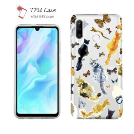 Huawei P30 lite ソフトケース クリアケース スマホケース TPU Huawei P30 Pro ケース HUAWEI Mate 20 Pro Huawei nova3 Huawei P20 lite honor 9 ファーウェイ 猫 ネコ 用品 雑貨 猫の背中