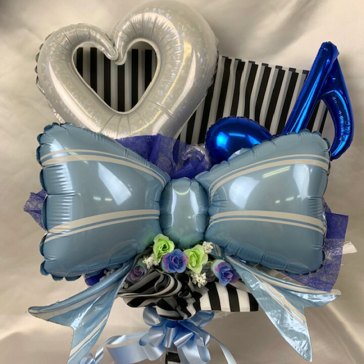 楽天市場 バルーンバンチ ブルーリボン バルーン バルーン電報 送料無料 沖縄及び周辺離島不可 バルーンアート花 花束 アニバーサリーギフトショップ