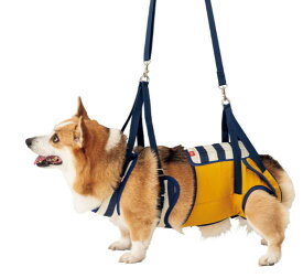 【取寄】介護ハーネス LaLaWalk 中型犬・コーギー用 ペイズリー ボーダーミモザ パールドット M L 介護 歩行補助 シニア犬 起き上がり 介助