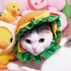 【nyanparfait にゃんバーガー】帽子 猫 小型犬 パーティーグッズ ハンバーガー 被り物 ペットグッズ ハロウィン コスプレ ペットハット