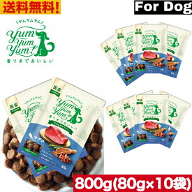 YumYumYum! ヤムヤムヤム マグロ やわらかドライタイプ 800g(80g×10) 正規品 国産素材 ドッグフード ドライフード 保存料 着色料 香料等 合成添加物 一切不使用 新鮮 国産 無添加 ヒューマングレード 小粒 犬 成犬用 アダルト 老犬用 シニア犬 子犬用 パピー お試し