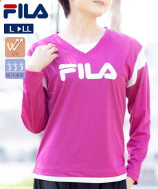 FILA (フィラ) UVカット 長袖 軽量 uvカット 吸汗速乾　ロングスリーブ ゆったり 体型カバー レディース 女性用 ランニングウェア