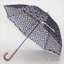 【レディース晴雨兼用長傘 / UVカット率99%以上 / 遮熱効果】ラッセルレース二重張り50cmショート手開き傘《UVシルバーコーティング》かわいい　おしゃれ　涼しい　プレゼント　無料ラッピング