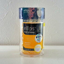 エリプス ellips 正規品(SMOOTH&SILKY イエロー) ヘアビタミン プロケラチン（毛髪にハリ、コシ、潤いを与える）コンプレックス配合 50粒入り プロ用 乾燥したダメージ髪へ 日本語成分表記