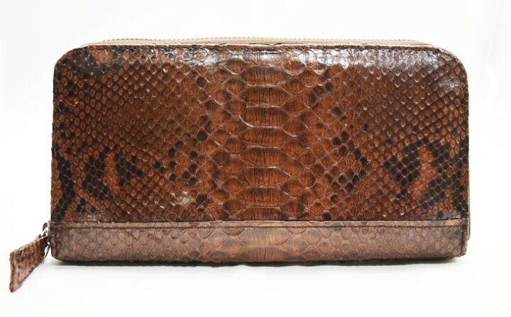 高級蛇革パイソン 財布 ラウンドジップ長財布 大蛇本革 福財布 Red  