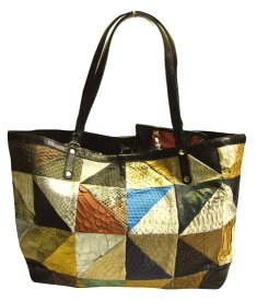 PYTHON Pachwork Tote Bag パイソン パッチワーク トートバッグ (グレー系）