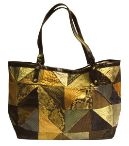 PYTHON Pachwork Tote Bag �p�C�\�� �p�b�`���[�N �g�[�g�o�b�O (�u���E���n�j
