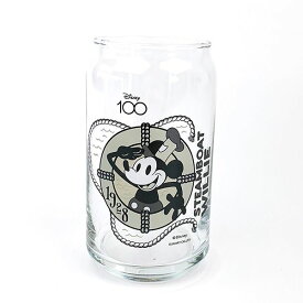 ディズニー100周年 蒸気船ウィリー 缶型グラス コップ Disney 日本製 送料込み