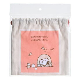 スヌーピー 巾着袋（カフェ） 喫茶シリーズ ピンク PEANATUS SNOPPY 日本製 送料込み