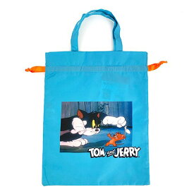 トムとジェリー ロンリーマウス 巾着バッグ トートバッグ かばん 巾着袋 水色 送料込み