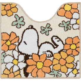 スヌーピー 花いっぱい トイレマット オレンジ SNOOPY