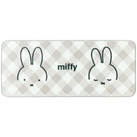 ミッフィー miffy インテリアマット【50X120cm】 チェックライン グレー