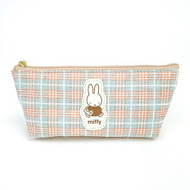 ミッフィー miffy レトロチェック ペンケース　 グリーン 小物入れ