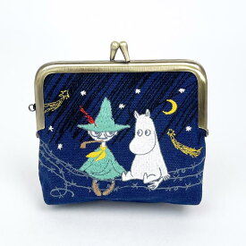 ムーミン 夜空 畳刺繍ミニがま口ポーチ ネイビー MOOMIN