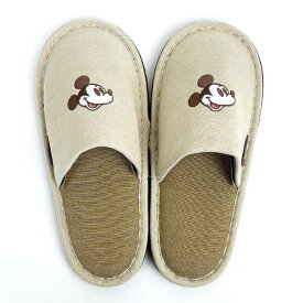 ディズニー ミッキーマウス スマイルベージュ スリッパ（約22cm〜24cm対応） ルームシューズ Disney