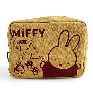 ミッフィー miffy キャンプシリーズ スクエアポーチ ポーチ ケース 小物入れ スクエア ブラウン グッズ 送料込み