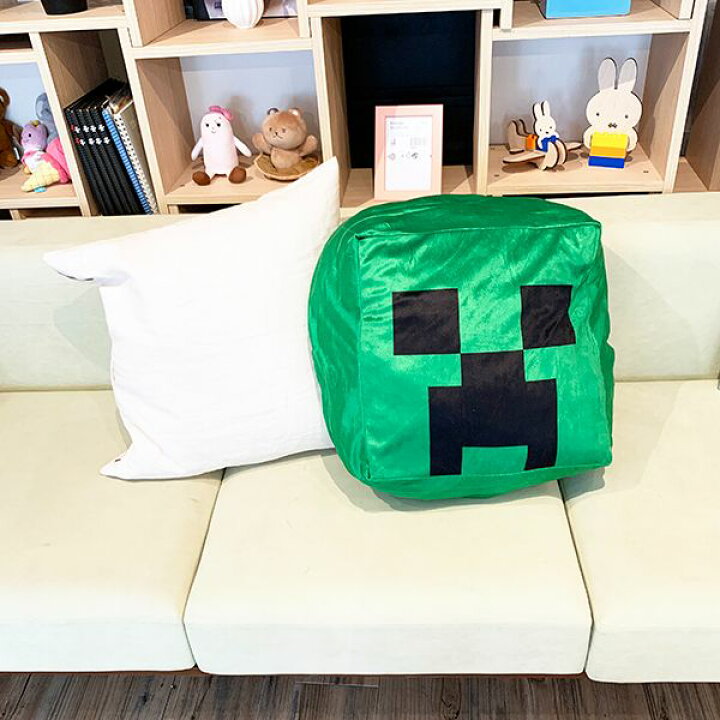 楽天市場 Minecraft マインクラフト マイクラ クリーパー クッション インテリア グリーン 送料込み Anitto Friends