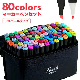 イラストマーカー マーカーペン 80色 セット イラスト 終えん ケース付 カラーペン セット マーカーペン 蛍光マーカー 太字 細字 サインペン プレゼント