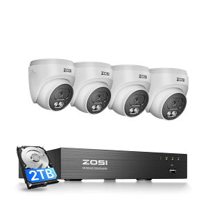 4MP PoE�J����4��Z�b�g2.5K ���O�p 1440p �Ď�POE���d�J���� 5MP 8ch POE�h�ƃ��R�[�_�[ HDD 2TB���� �l�̌��m �o�����ʘb �����A���[�g 100ft�鎋 �ȒP�ݒu ���u�Ď� �X�}�z �h�� �ƒ�p C220