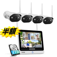 【300万画素・最新Wi-Fi 6対応】ZOSI 屋外ワイヤレス防犯カメラ4台セット 800万画素防犯コーダー 1TB HDD…