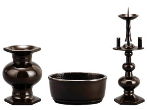 具足セット 仏具セット 【 上置き仏壇用菖蒲型三具足セット(西用) 】