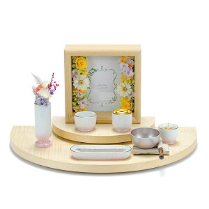 手元供養 具足セット 仏具セット 6具足 シカモア 由里夏(yurika) ステージ半月 フォトフレーム付