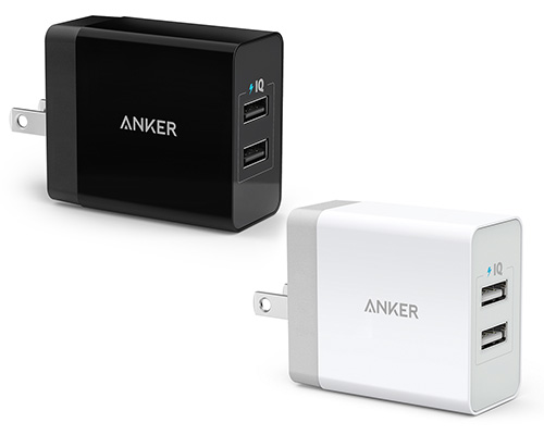急速充電器 Anker 24W 2ポート USB急速充電器【PowerIQ & VoltageBoost 折畳式プラグ搭載 / 海外対応アダプタ】  (ホワイト・ブラック) | アンカー・ダイレクト楽天市場店