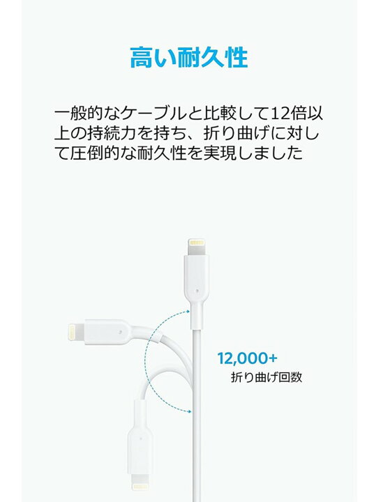 市場】Anker iPhone充電ケーブル PowerLine II ライトニングケーブル MFi認証 超高耐久 iPhone 13   13  Pro   12   SE(第2世代)   iPad 各種対応 0.3m ブラック・ホワイト : アンカー・ダイレクト市場店