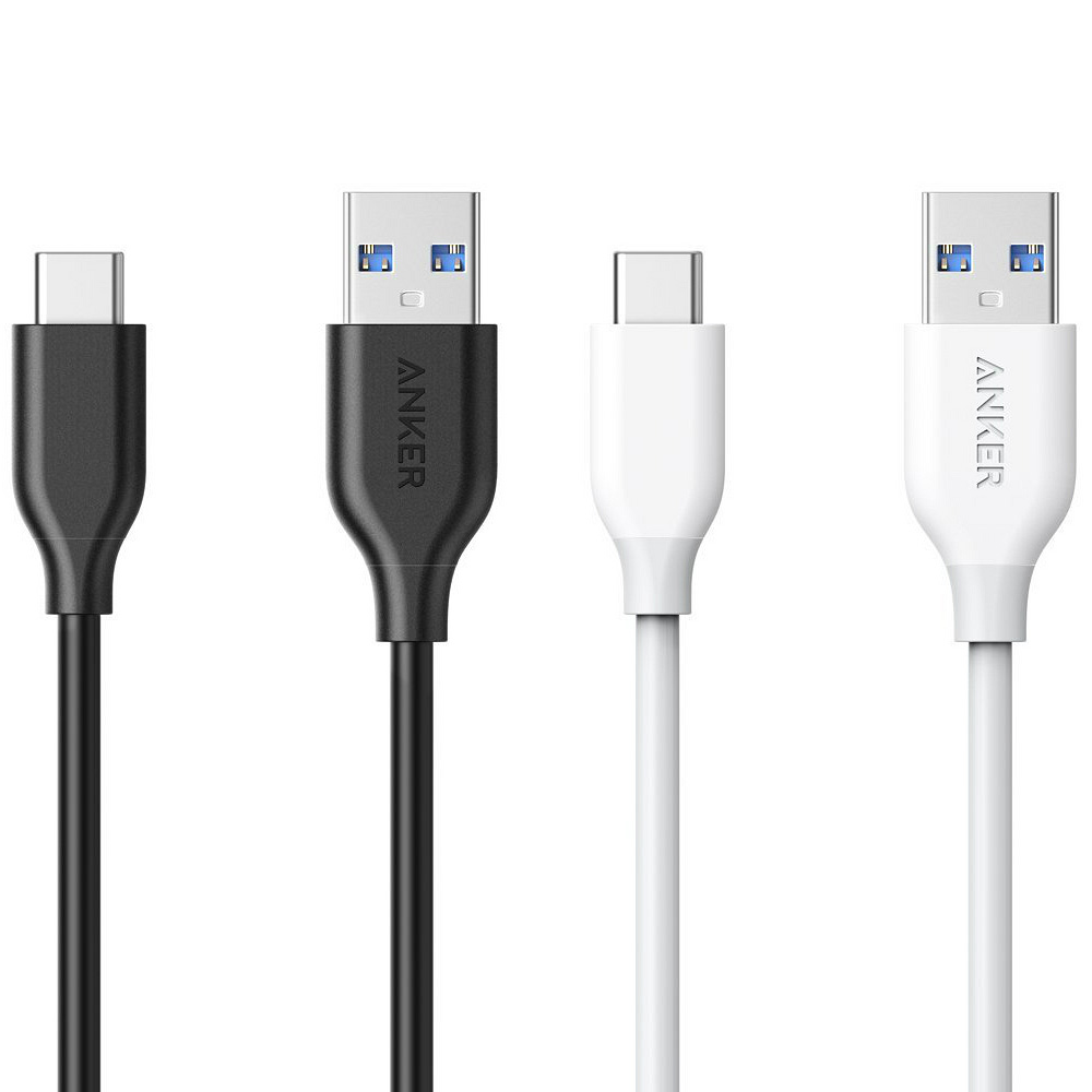 Anker PowerLine USB-C ＆ USB-A 3.0ケーブル (0.9m ブラック・ホワイト) Galaxy S8   S8 、MacBook、Xperia XZ他対応