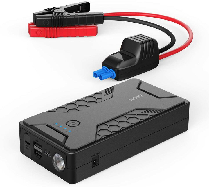 Anker Roav ジャンプスターター Pro 1000A【モバイルバッテリー機能 LEDフラッシュライト搭載 入出力対応USB-Cポート搭載 2つのUSB-Aポート搭載 最大電流 1000A キャリーケース付属 】6.0Lまでのガソリンエンジン車・4Lまでのディーゼル車に対応 ... ANKER ジャンプスターター