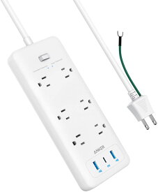 Anker PowerPort Strip PD 6（USBポート付き電源タップ コンセント差込口 6口）【PSE認証済 / USB Power Delivery対応 / 電子回路のショート防止搭載 / 雷ガード / ほこり防止シャッター】 iPhone iPad MacBook Android各種、その他USB機器対応