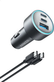 Anker 535 Car Charger (67W) with USB-C & USB-C ケーブル (PD対応 67W 3ポート USB-C カーチャージャー) 【Power Delivery対応 / PowerIQ 3.0搭載 / コンパクトサイズ】MacBook Pro iPhone 15 Galaxy Android