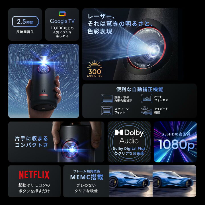 楽天市場】Anker Nebula Capsule 3 Laser (レーザー Google TV搭載 