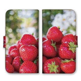 スマホケース 手帳型 iPhone 13 SE 12 pro XR 全機種対応 イチゴ 苺 植物 果物 野菜 可愛い かわいい 写真 風景 スナップ カラフル 柄 総柄 AQUOS sense6 wish2 plus Xperia 10 1 IV III Ace III 5 Galaxy S22 OPPO Reno7A 5A