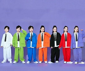 ダンススーツ 子ども ジャズダンス jazz 上下セット カラフルスーツ ジャケット 半袖/長袖 シャツ追加可 hippop 女の子 男の子兼用ダンスセットおしゃれ クール系 キッズ 舞台 演出衣装 舞台服 団服 学園祭 ステージ 普段着 イベント ダンスウエア 発表会 110-180 ジュニア