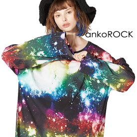 ankoROCK アンコロック レディース カットソー オーバーサイズ メンズ ビッグTシャツ ビッグシルエット ロンT ロングTシャツ 宇宙