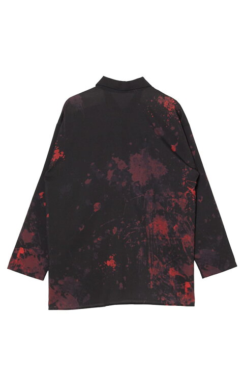 楽天市場 Ankorock アンコロック シャツ メンズ ブラウス レディース ユニセックス 服 ブランド 長袖 ロング丈 総柄 プリント 柄シャツ 大きいサイズ ビッグシルエット オーバーサイズ 黒 ブラック 血しぶき Ankorock