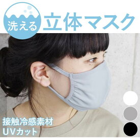 ＼SALE価格／マスク 接触冷感 洗える ひんやり 涼感 速乾 布マスク 立体マスク シンプル 無地 レーヨン 白 黒 伸縮性 耳が痛くなりにくい ファッションマスク プチプラ