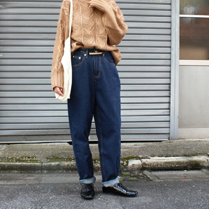 楽天市場 レディース ファッション 大きいサイズ 40代 30代 秋 冬 デニム パンツ ワイドパンツ ビッグシルエット ハイウエスト ゆったり カジュアル プチプラ アンルル