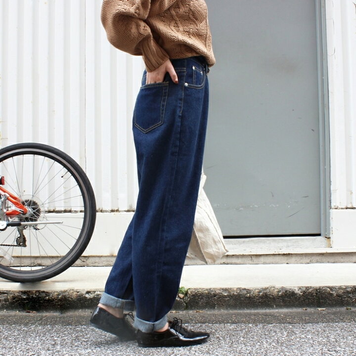 楽天市場 レディース ファッション 大きいサイズ 40代 30代 秋 冬 デニム パンツ ワイドパンツ ビッグシルエット ハイウエスト ゆったり カジュアル プチプラ アンルル