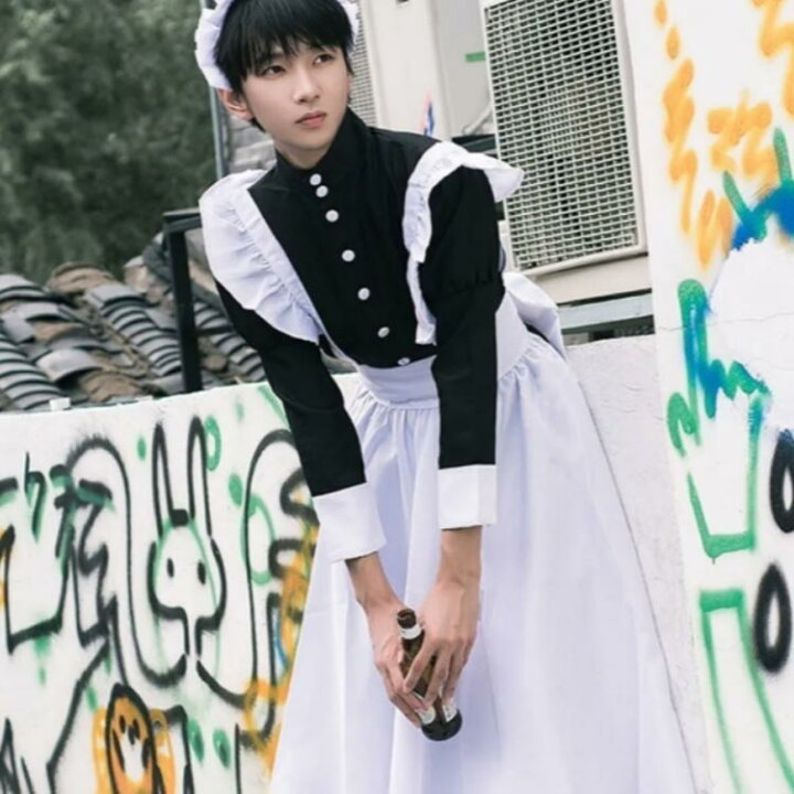 楽天市場】メイド服 文化祭 ロング丈 コスプレ 仮装 ハロウィン フリル 