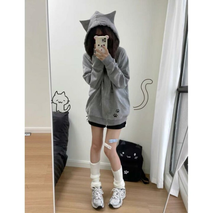 楽天市場】猫耳パーカーレディース パーカー アウター 猫耳 フード付き 