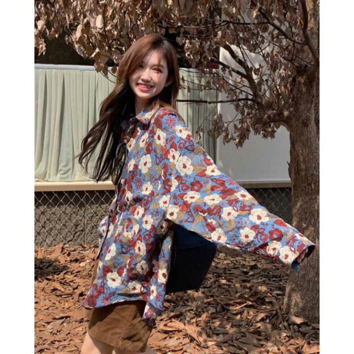 楽天市場】花柄シャツ レディース ブラウス シャツ 長袖 レトロ 総柄 