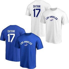 MLB 大谷翔平 ドジャース Tシャツ メンズ 2024 ネーム&ナンバー T-Shirt 【数量限定】 MLB公式ライセンス Fanatics社 オフィシャルライセンス商品 サイズS～XL ホワイト ブルー 正規品 送料無料(ネコポス便)
