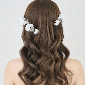 【大人可愛いフラワーヘッドドレス】小枝アクセサリー 小枝 ヘッドコサージュ ビジュー ブライダル 花嫁 結婚式 ブライダルアクセサリー ウエディングアクセサリー　アクセサリー 海外挙式 パーティー アイテム 着物 和装　髪飾り