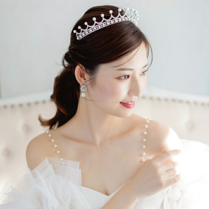 楽天市場】【大粒のパールのティアラ】 結婚式 ジルコニアティアラ  