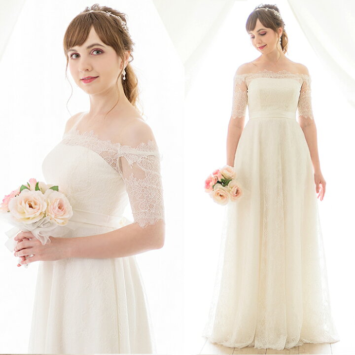楽天市場】【総レースオフショルダー】【上品でロマンチックな花嫁】A 