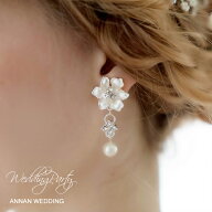 [可愛くて上品]パール イヤリング ピアス ビジュー 真珠 クリスタル ウェディング ウエディング ブライダ…